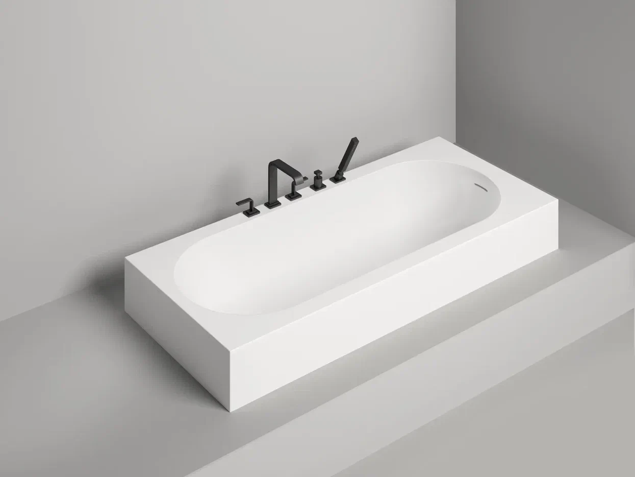 Ванна из литьевого мрамора Salini Ornella Kit S-sense 170x75 102411G белая глянцевая, встраиваемая