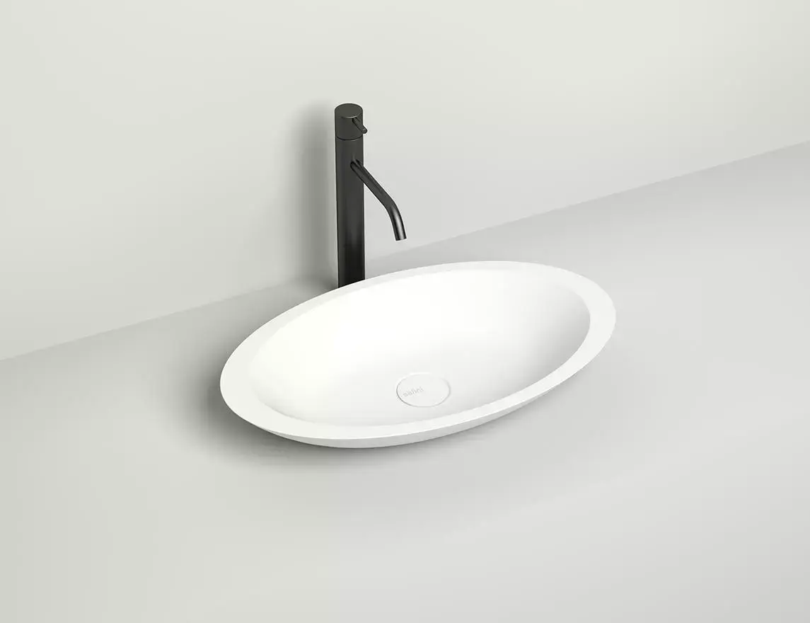 Раковина накладная Salini Callista 02 S-Sense 57 см 1101102G из литьевого мрамора, глянцевая белая