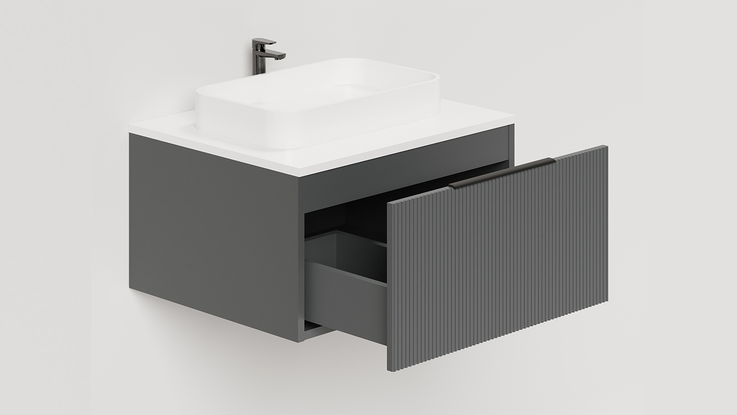 Тумба подвесная TOUCH 60х50х32 см, матовая эмаль Anthracite T600V1A