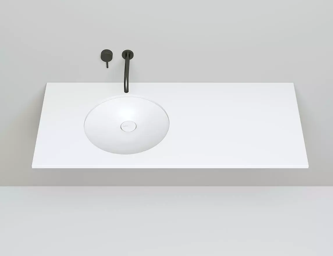 Раковина встраиваемая снизу Salini Marea 08 S-Stone 42 см 1802208M из искусственного камня, белая матовая