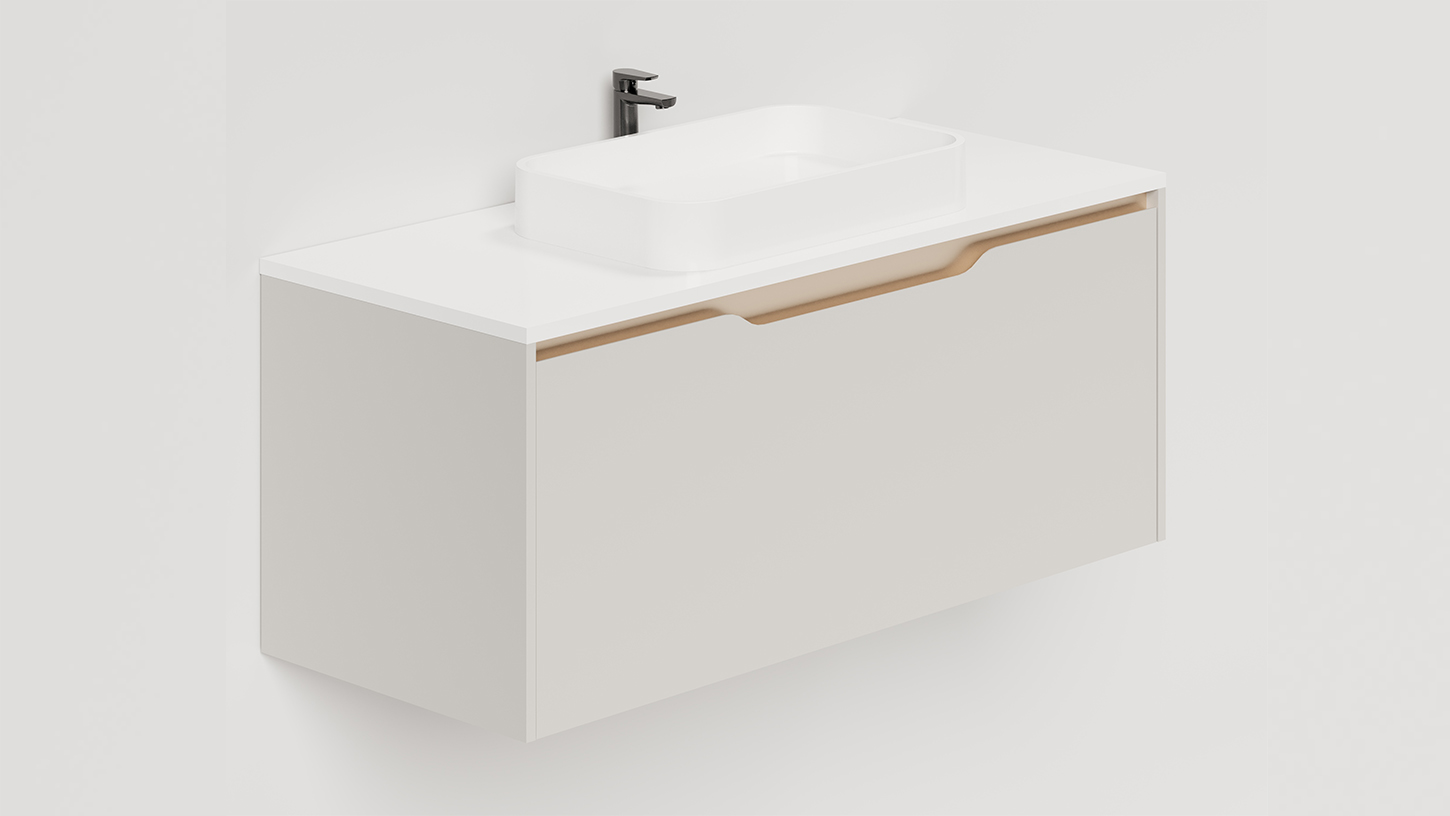 Тумба подвесная SMILE 100х50 МДФ эмаль Сreamy	 S1000C