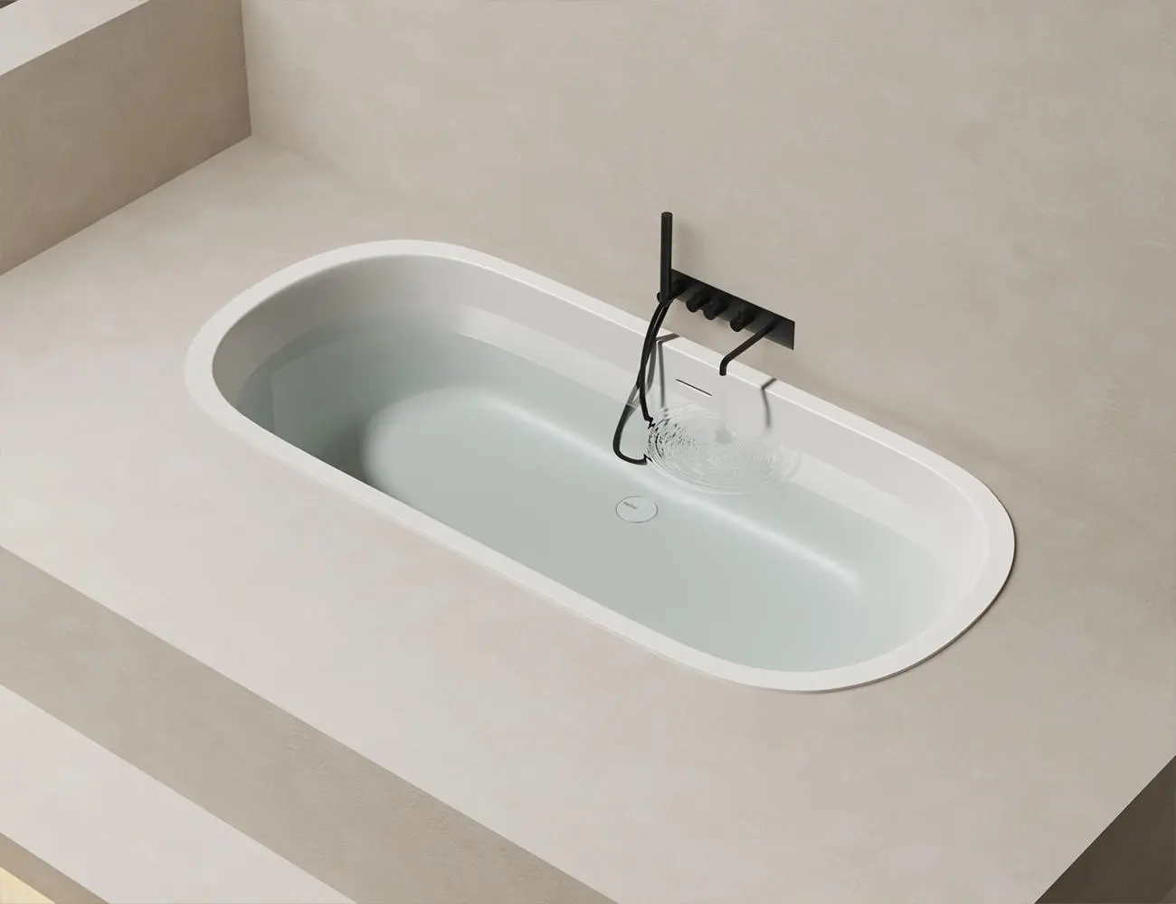 Ванна из литьевого мрамора Salini Ornella Axis Kit S-Sense 180х80 103511G белая глянцевая, встраиваемая