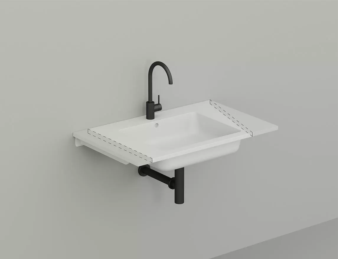 Раковина подвесная Salini Onda S-Stone 80 см 1402201M из искусственного камня, белая матовая, с донным клапаном