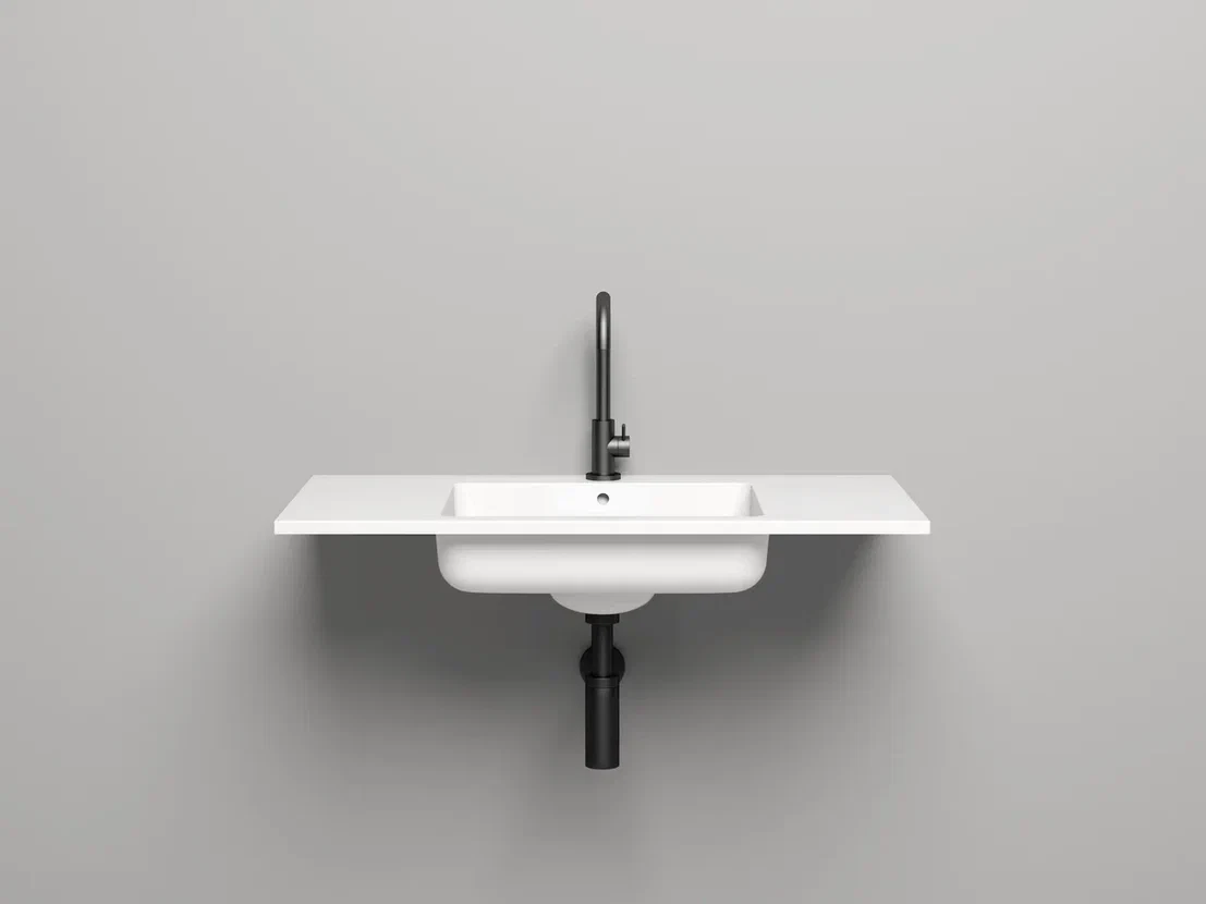 Раковина подвесная Salini Onda S-Stone 80 см 1402201M из искусственного камня, белая матовая, с донным клапаном