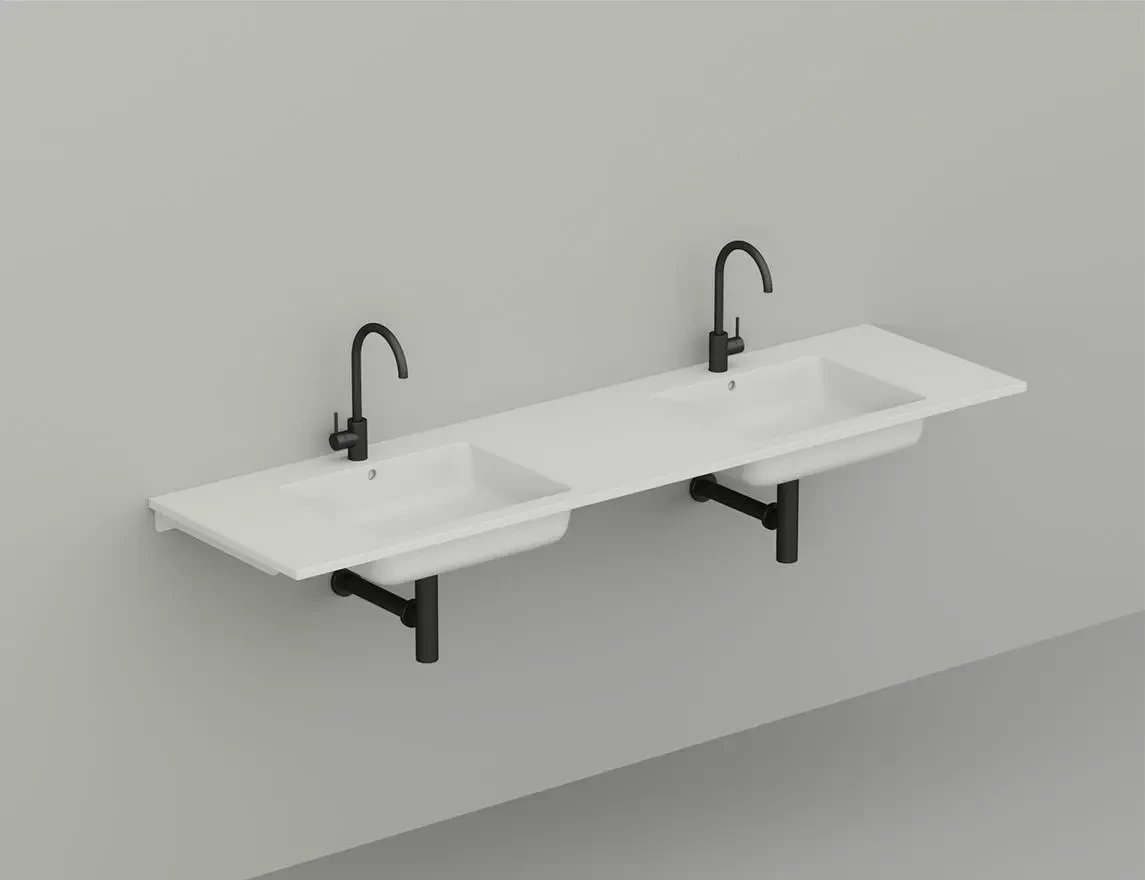 Раковина подвесная Salini Onda S-Stone 180 см 1402202M из искусственного камня, белая матовая, с донным клапаном