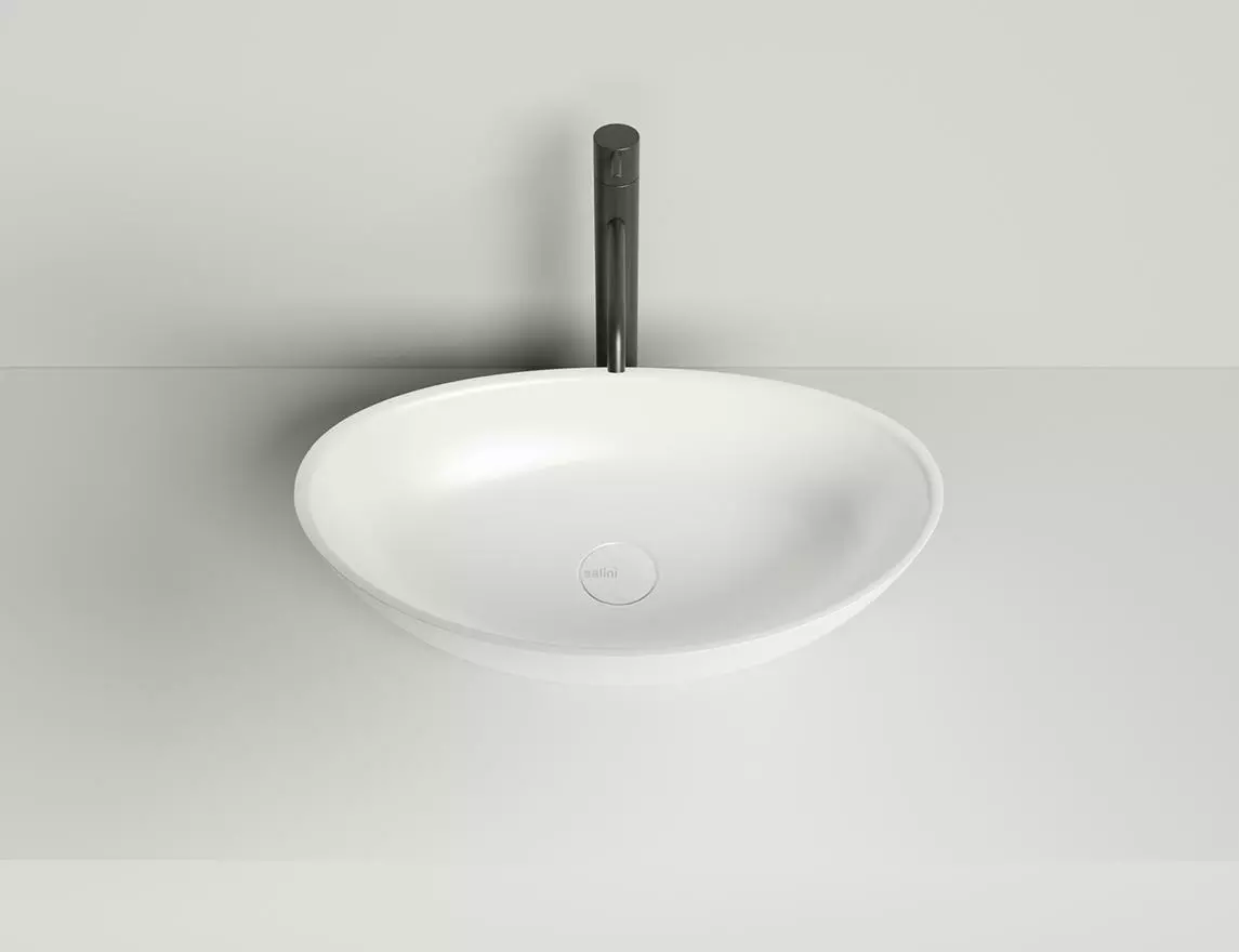 Раковина накладная Salini Noemi S-Sense 56 см 1101103G из литьевого мрамора, глянцевая белая