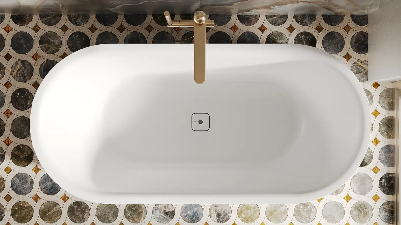 Ванна из литьевого мрамора Salini Perla S-Sense 170x80 1049101G отдельностоящая, белая глянцевая