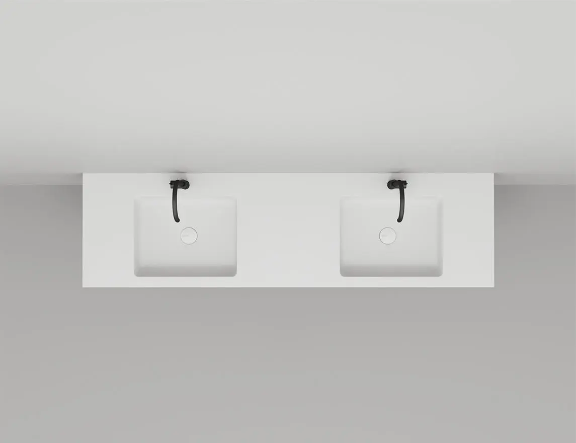 Раковина подвесная Salini Onda S-Stone 180 см 1402202M из искусственного камня, белая матовая, с донным клапаном