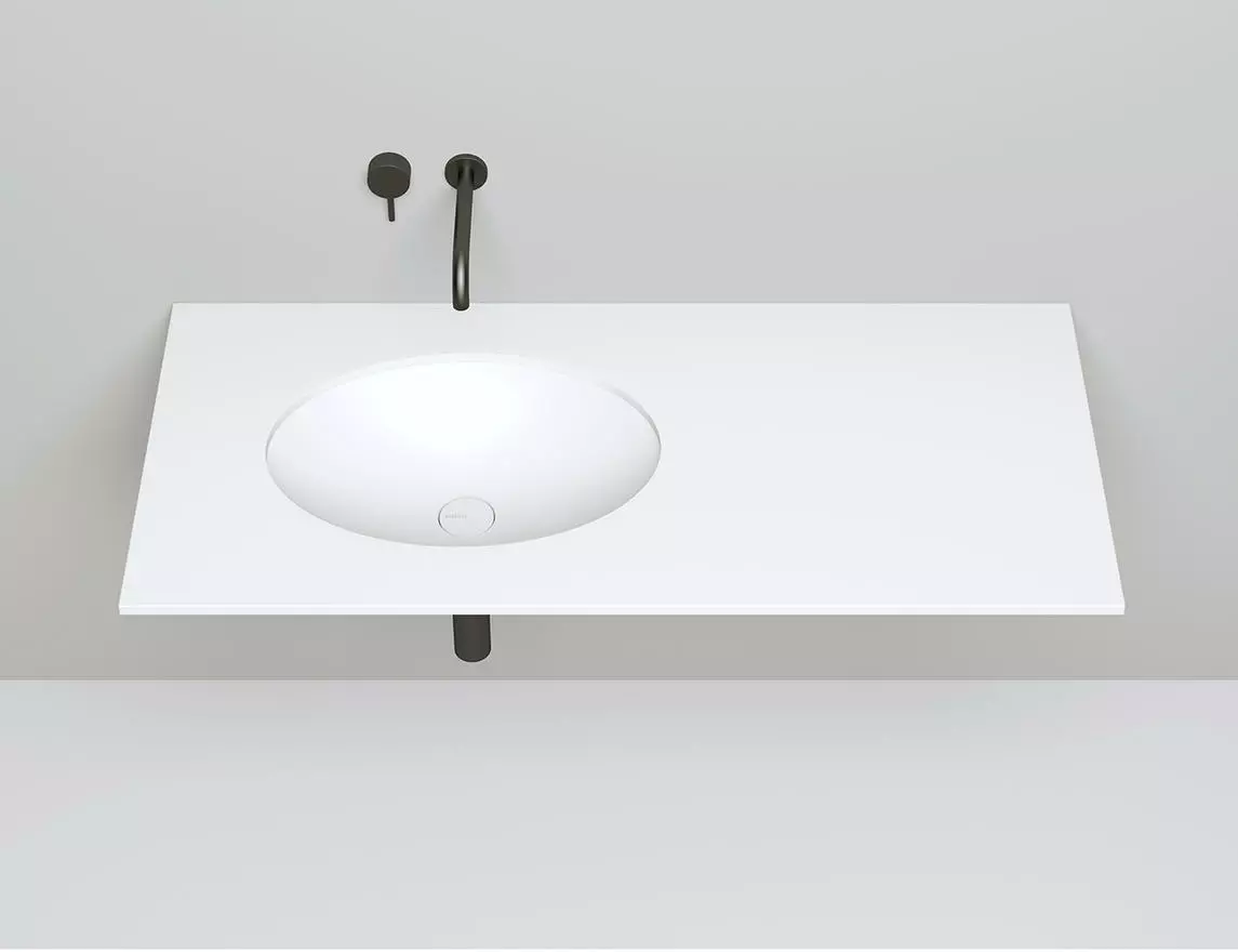 Раковина встраиваемая снизу Salini Marea 11 S-Stone 55 см 1802211M из искусственного камня, белая матовая