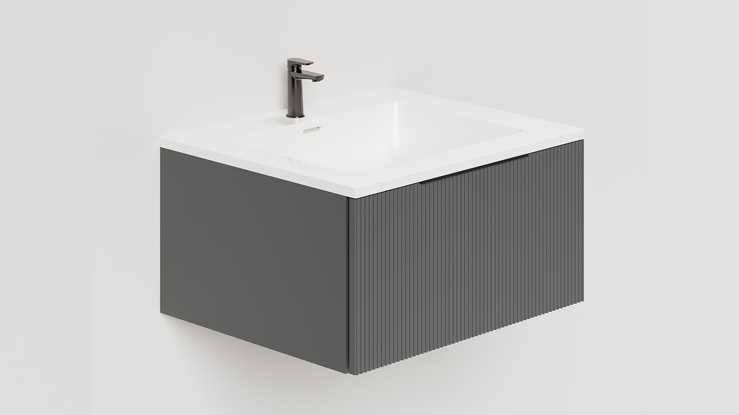 Тумба подвесная TOUCH 60х50х32 см, матовая эмаль Anthracite T600V1A