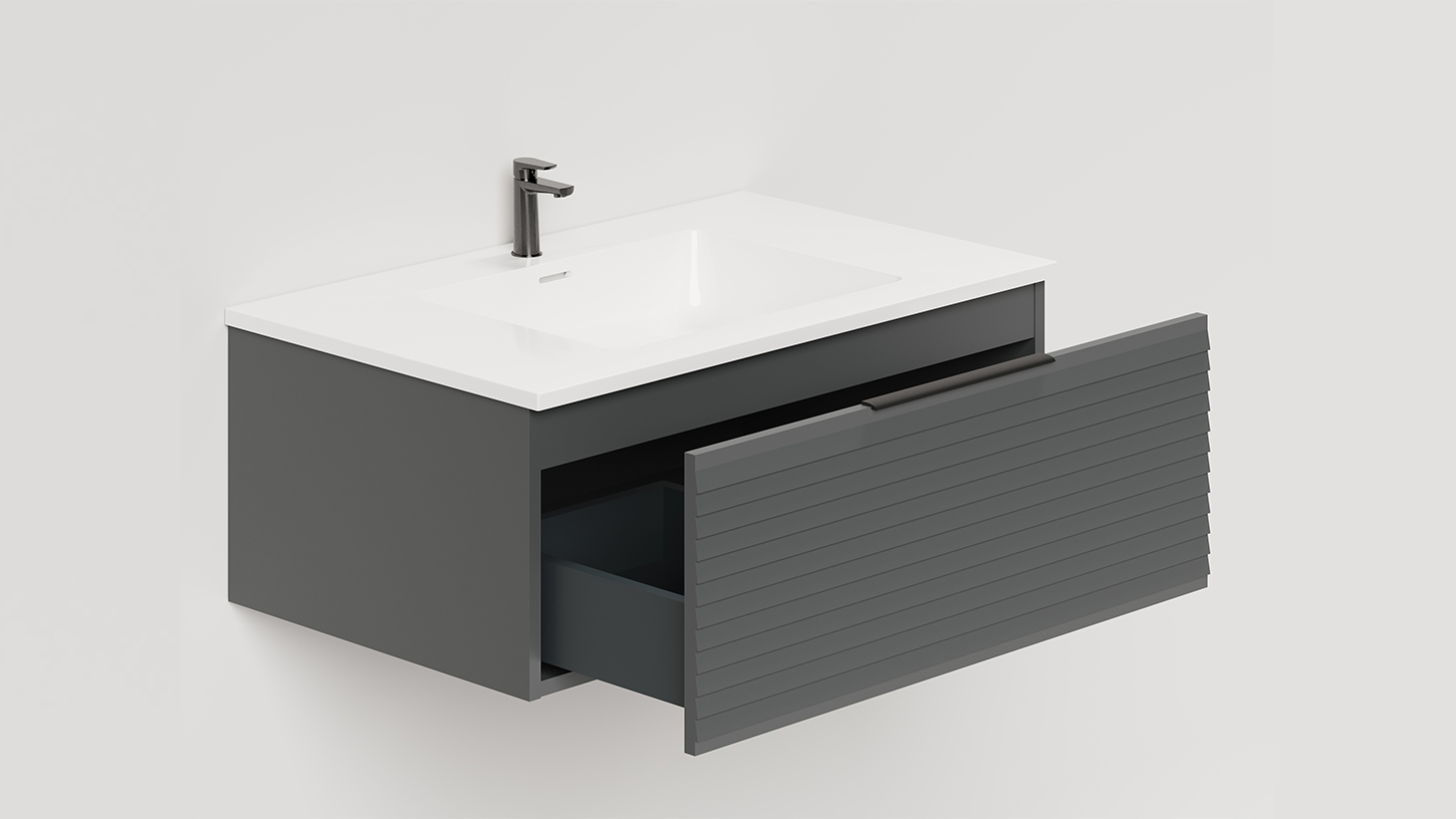 Тумба подвесная TOUCH 80х50х32 см, матовая эмаль Anthracite T800H1A