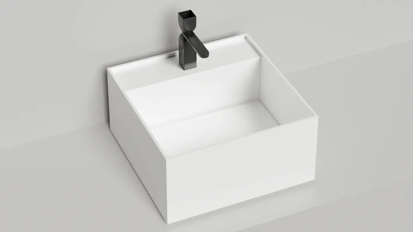 Раковина накладная Salini Armonia Square Top 02 S-Sense 130512TG белая глянцевая, без отверстия под смеситель