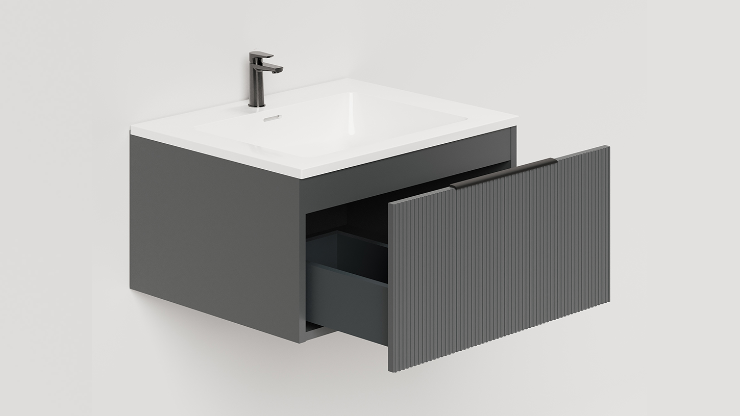 Тумба подвесная TOUCH 60х50х32 см, матовая эмаль Anthracite T600V1A