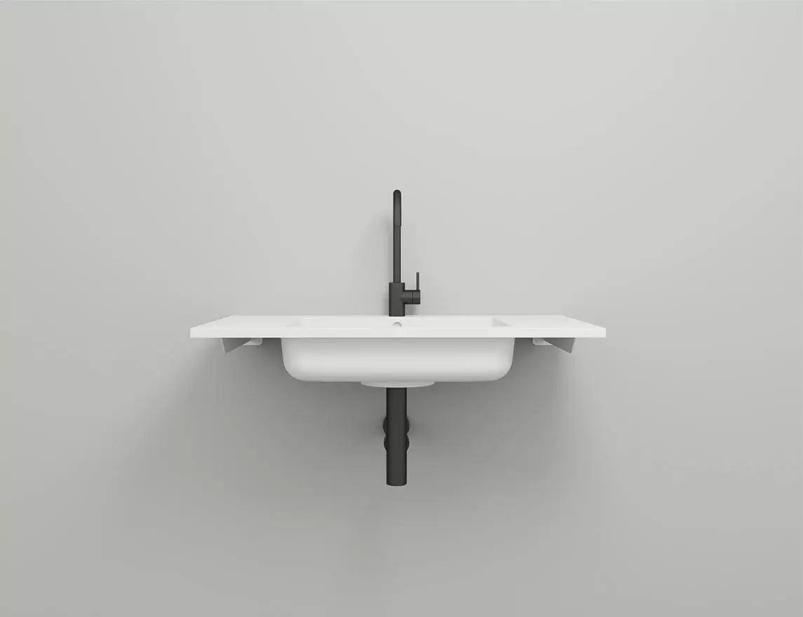 Раковина подвесная Salini Onda S-Stone 80 см 1402201M из искусственного камня, белая матовая, с донным клапаном