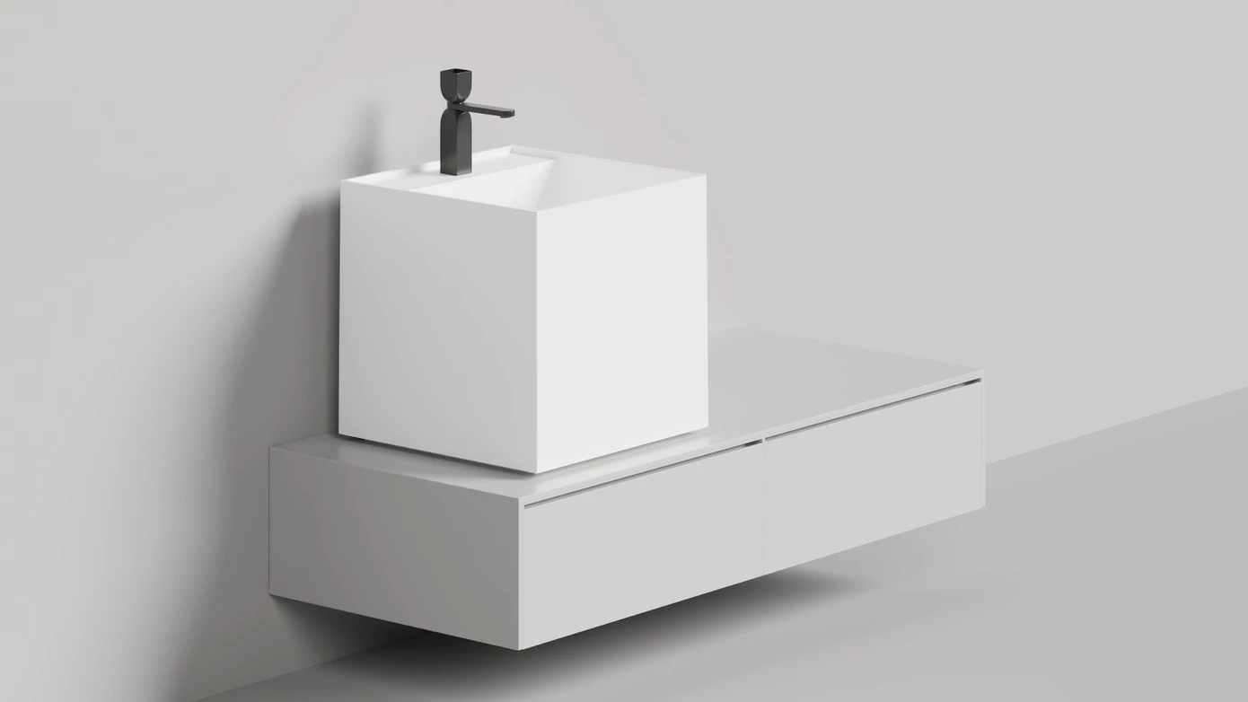 Раковина накладная Salini Armonia Square Top 03 S-Stone 130523TM белая матовая, без отверстия под смеситель